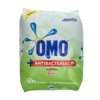 Detergente En Polvo Antibacterial Omo 900 Gr