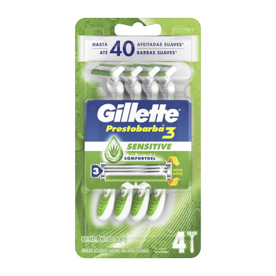 Rasuradora Gillette Prestobarba 3 Sensitive 4 Und/Paq