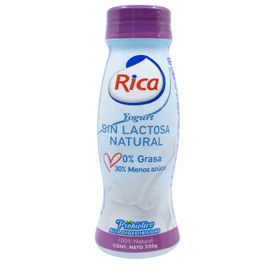 Yogurt Sin Lactosa Natural Rica 250 Gr
