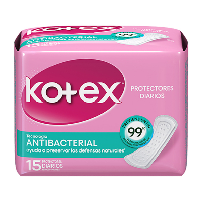 Protectores Diarios Antibacteriales Kotex Days 15 Und/Paq
