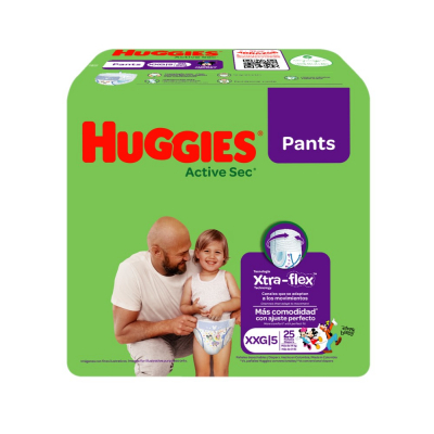 Pañal Huggies Active Sec Pants Talla XXG 28 Und/Paq  