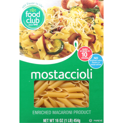 Pasta Mostaccioli Food Club 16 Onz