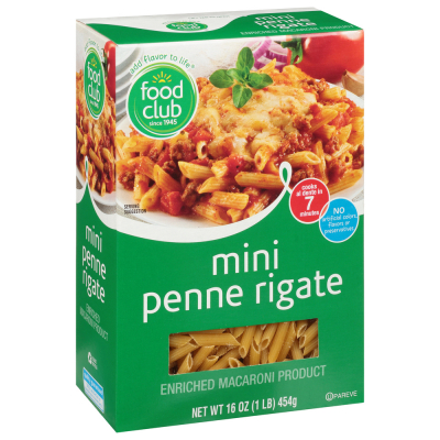 Pasta Penne Mini Rigate Food Club  16 Onz