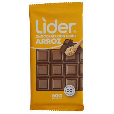 Chocolate Con Leche y Arroz Lider 60 Gr 