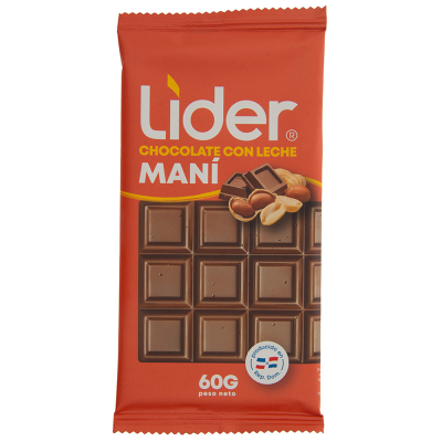 Chocolate Con Leche Y Maní Líder 60 Gr 