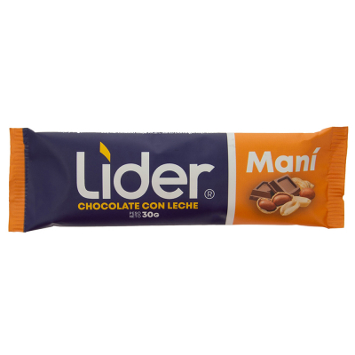 Chocolate Con Leche Y Maní Líder 30 Gr 
