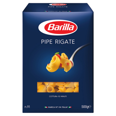 Pasta Corta Pipe Rigate Barilla 500 Gr 