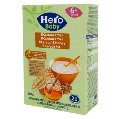 Papilla de cereales Hero Baby 8 cereales con miel