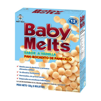 Snack Panecillos De Vainilla Baby Melts 6 Und/Paq