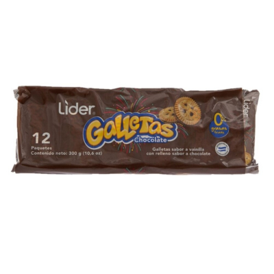 Galletas Sandwich Chocolate Lider 12 Und/Paq