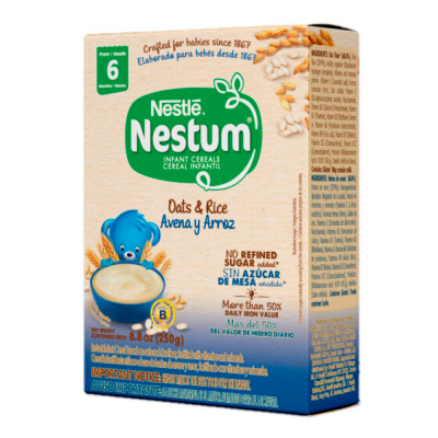 Cereal Infantil Nestlé Nestum Avena y Arroz Bolsa 250g