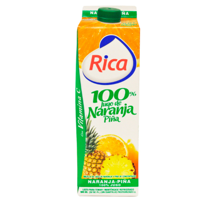 Jugo de Naranja y Piña 100%  Sin Azúcar Rica 32 Onz
