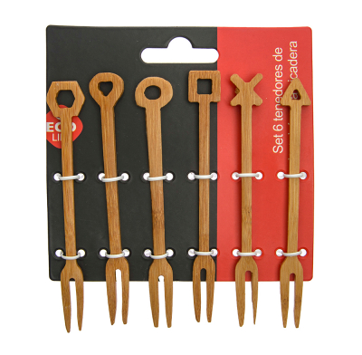 Set De Tenedores De Bamboo Para Picadera 6 Und/Paq