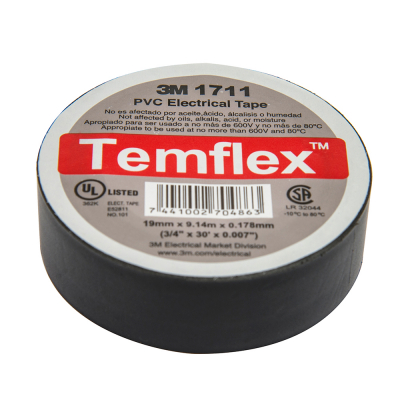 Tape Eléctrico Negro Temflex 1711 3M, 3/4"X30'
