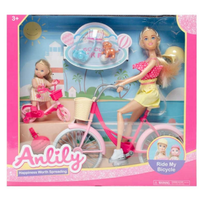 Muñecas Con Bicicleta Y Accesorios Anlily +3 Años 