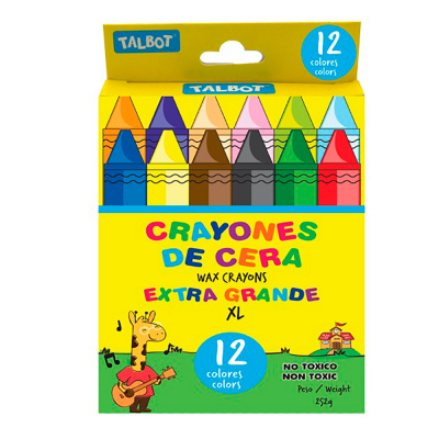 Talbot Crayones De Cera Jumbo XXL, 12 Unidades